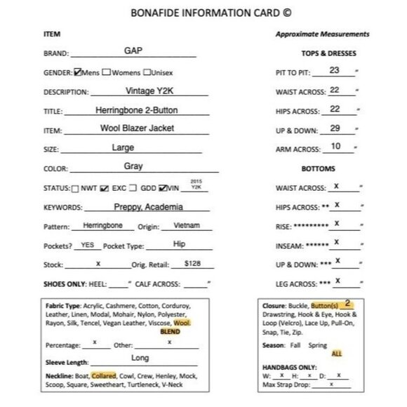 GAP Mens Vintage Y2K Herringbone 2 Button Wool Blazer Size Large Gray AN EXC - Picture 12 of 12